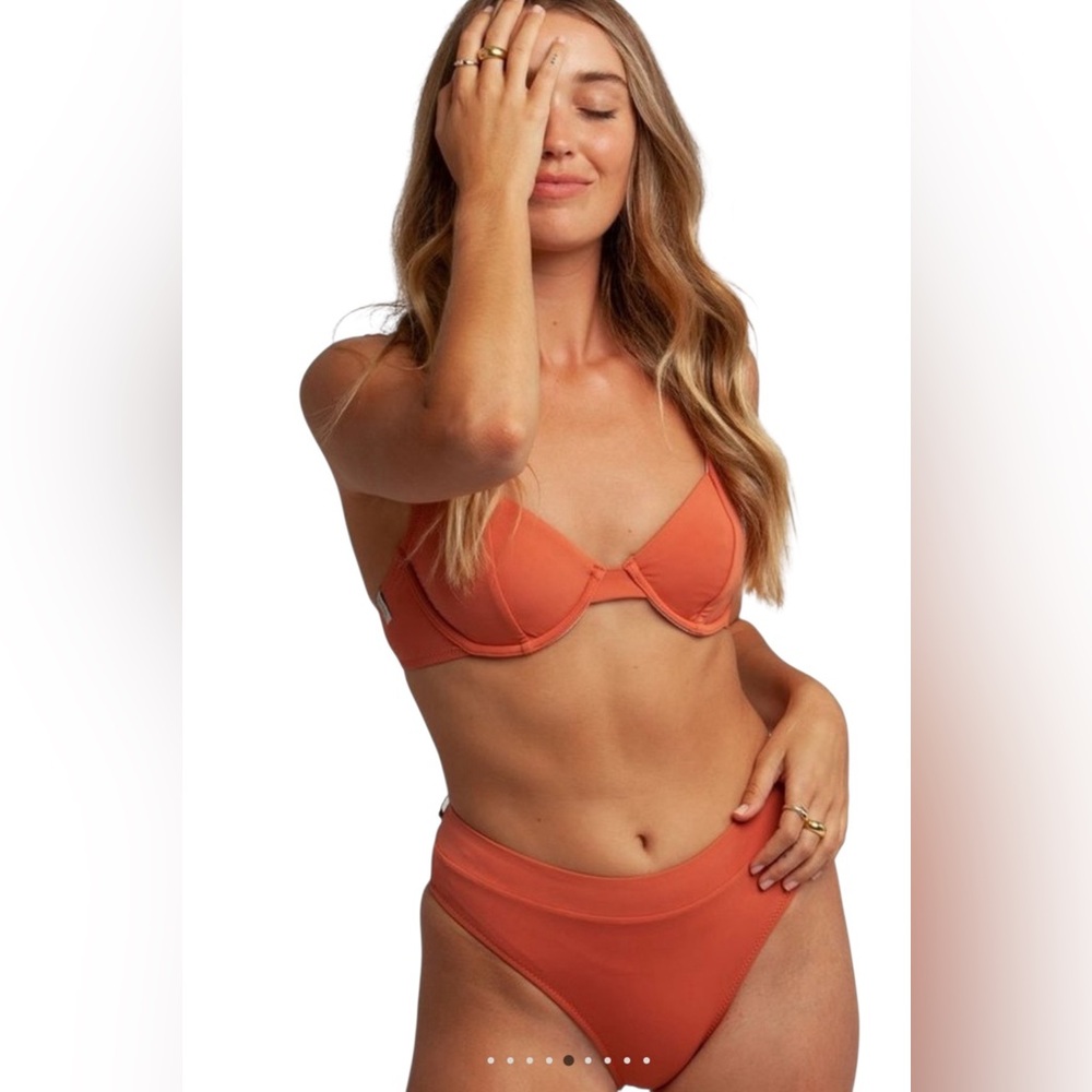 Rhythm Livin’ Swim Bright Orange Cheeky Bikini Swimsuit Bottoms Womens Size 10 - Picture 2 of 6